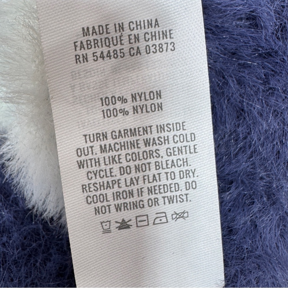 Aerie Flurry Rugby Stripes Fuzzy Oversized Crew Neck Sweater Blue Green‎ Medium - Picture 13 of 15